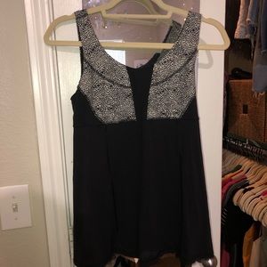 Lululemon Black and White Floral Tank Top